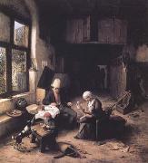 Ostade, Adriaen van Interior of a Peasant's Cottage (mk25 oil painting reproduction